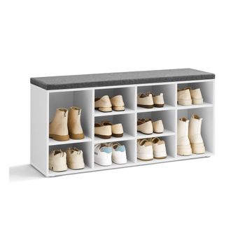 Banco para Zapatos Almacenamiento con Cojín Acolchado, Blanco