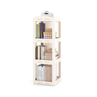costway estanteria 3 niveles giratoria plegable biblioteca giratoria 360 con base giratoria torre de estanteria de estante para esquinas blanco
