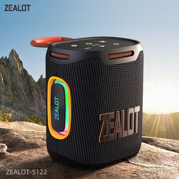Zealot-S122 Altavoz Bluetooth portátil Original caja de sonido equilibrada/subwoofer BT5.3 altavoz exterior con luz LED, ranura TF USB