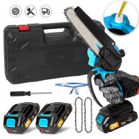 mini motosierra portatil de 6 pulgadas con bloqueo de seguridad 2 cadenas bateria recargable de 21v motosierra electrica inalambrica