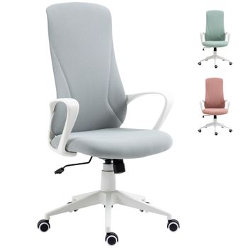 Vinsetto Silla de Oficina Giratoria Altura Ajustable con Reposabrazos Función de Inclinación Respaldo Alto Gris   Aosom España