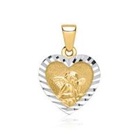 colgante corazon con motivo angel 8 quilates oro