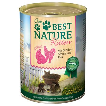 Best Nature Kitten 6 x 400 g - Corazones de ave y arroz