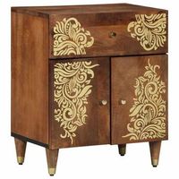 vidaxl cabinet de noche con puerta marron miel 50 x 33 x 60 cm
