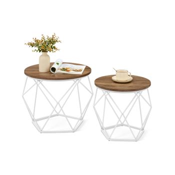 Mesa de Centro Redonda, Marrón Miel + Blanco Nube / 50Diámetro x 40A cm