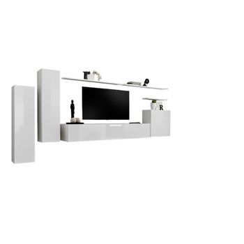 Conjunto De Muebles De Sala Colección Switch I Diseño. Color Blanco Brillante.