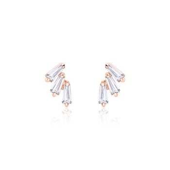 Pendientes de plata 925 chapada en oro rosa con circonita cúbica