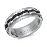 anillo moderno de acero inoxidable con inserto giratorio