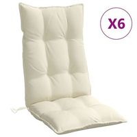 cojines de silla respaldo alto 6 uds tela oxford color crema vidaxl