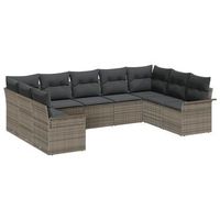 conjunto de sofas de jardin con cojin gris ratan sintetico vidaxl