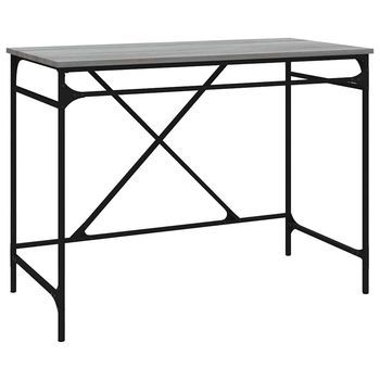 Mesa De Escritorio | | Escritorio De Despacho | Escritorio Hierro Madera Contrachapada Gris Sonoma 100x50x75 Cm