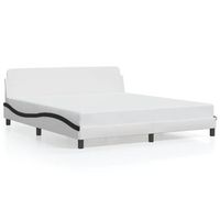 estructura de cama dover cuero sintetico blanco negro 180x200 cm vidaxl
