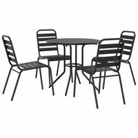 pack 5 uds sillas jardin  silla de exterior  sillon apilables acero recubrimiento polvo gris