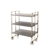 carrito auxiliar plegable bauhaus dorado con ruedas r 3 niveles y 3 posicionesfresno