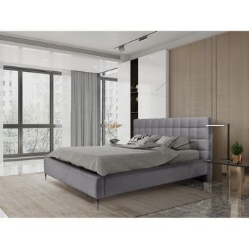 Cama Millio – Gris Antracita – 140x200 Cm – Tela De Chenilla Rizada – Somier Incluido – Confort De Hotel 5 Estrellas