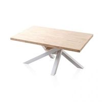 mesa de comedor fija con patas metalicas 160x100 cm xena roble - blanco 160 x 76 x 100 cm