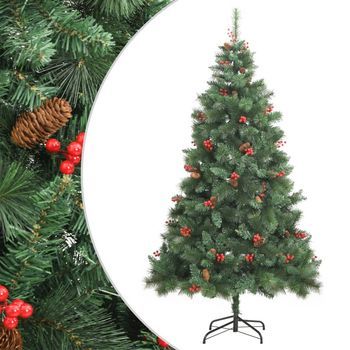 Árbol De Navidad Artificial Con Piñas Y Bayas 210 Cm Vidaxl