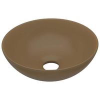lavabo de cuarto de bano redondo ceramica crema mate vidaxl