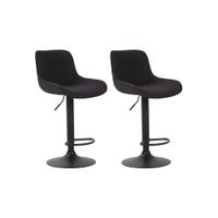 set de 2 taburetes de bar regulable en tela negro