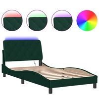 cama individual  cama para adultos  estructura de cama luces led terciopelo verde oscuro 100x200 cm