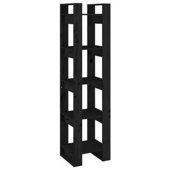 Estantería | Librería | Armario De Libros/divisor De Espacios Madera Pino Negro 41x35x160 Cm