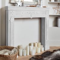 marco efecto chimenea de madera blanco cerusa
