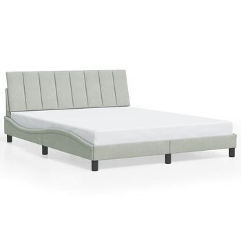 Cama Matrimonial | Cama Para Adultos | Estructura De Cama Sin Colchón Terciopelo Gris Claro 160x200 Cm