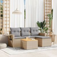 conjunto de sofas jardin con cojines beige mezcla 5 uds  mueble jardin mesa y sillas ratan pe cfw827714