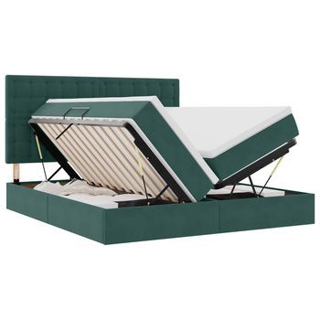 Cama Con Almacenamiento Verde Oscuro 180 X 200 Cm Terciopelo Vidaxl
