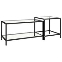 mesa de centro 90x45x45 cm vidrio y acero con recubrimiento en polvo - transparente
