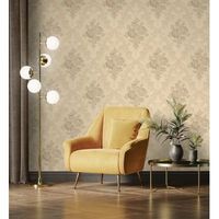 papel pintado vinilico de flores barrocas efecto textura de tela tejida en relieve - romanov gardens 676394 de gaulan - rollo de 10 m x 106 m