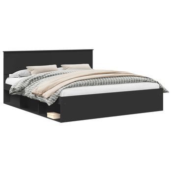 Estructura De Cama Negro 180 X 200 Cm Madera De Ingeniería Vidaxl