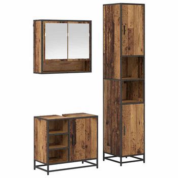 Juego De Muebles De Baño 3 Uds. Madera Envejecida Vidaxl