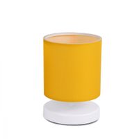 lampara de mesa de tela en amarillo 15x15x22 cm