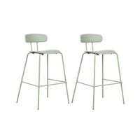 conjunto de 2 sillas de bar taburetes altos de plastico patas de metal verde claro sibley