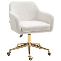 homcom silla de oficina silla de escritorio con ruedas altura ajustable asiento giratorio 360 60x61x79-88 cm crema   aosom espana