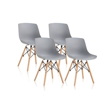 Pack 4 sillas de comedor 52x46 cm polipropileno gris