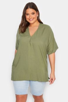 Yours Blusa Caqui De Pico, Mujer Curvy Y Tallas Grandes, Yours