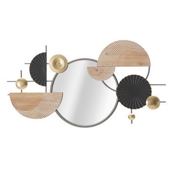 Espejo De Pared De Metal Y Madera Multicolor Cm 90,2x5,1x50,2