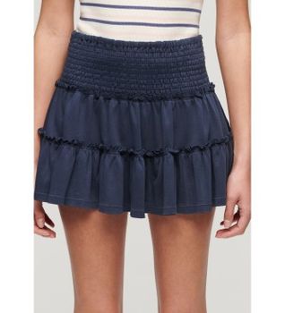 Superdry para mujer. W7210319A Minifalda de punto escalonada marino (XL), Casual, Algodón