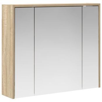 Armario Con Espejo De Baño | Mueble De Baño Roble Sonoma 73,5 X 16 X 62,5 Cm
