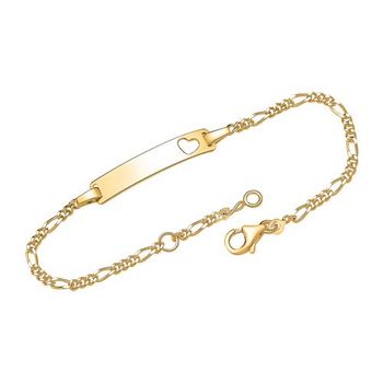 Pulsera de plata 925 chapado en oro grabado corazón