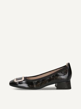 CAPRICE Pumps, black, made of Leather with Trapeze heel, Size 40