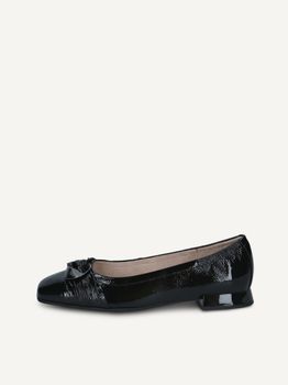 CAPRICE Ballerina, black, made of Leather with Trapeze heel, Size 41