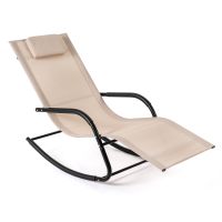 costway silla mecedora exterior transpirable con reposabrazos curvos y reposacabezas desmontable para balcon patio terraza carga 160kg beige