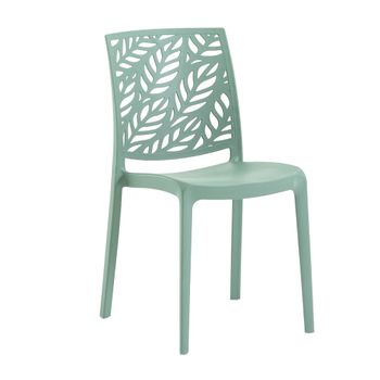 Conjunto de 6 sillas de resina para interior o exterior verde salvia