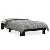 cama individual  cama para adultos  estructura de cama madera de ingenieria y metal negra 75x190 cm
