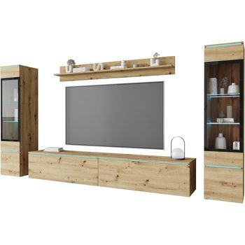 Conjunto De Muebles De Salón Vera Ii, Juego De Muebles De Salón, Mueble De Televisión, Sin Iluminación Led, Color Roble Atrisan