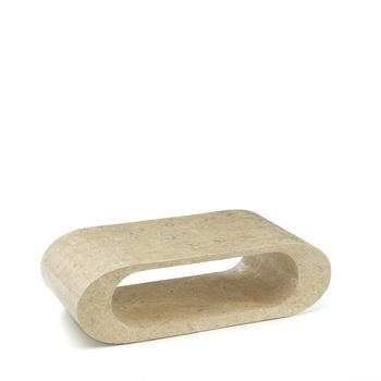 Sandu - Mesa De Centro (120 X 62 X 35 H) En Piedra Fósil Beige