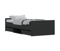 estructura de cama con cabecero piecero negro 90x200 cm